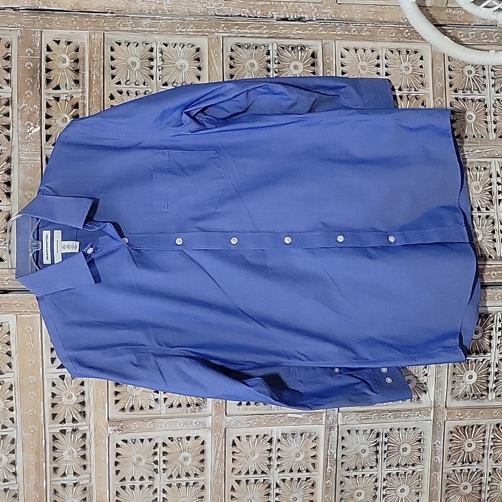 Amazon Essentials Classic Blue Button-Up Dress Shirt